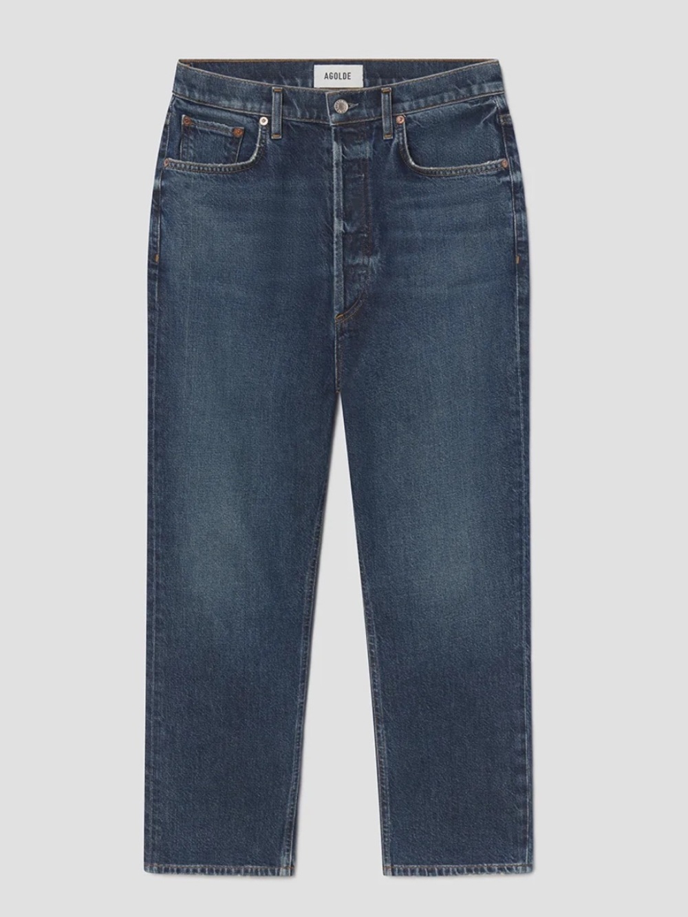 AGOLDE SIZE 29 RILEY HIGH RISE STRAIGHT CROP (WEIGHTLESS STRETCH) MEDIUM WASH